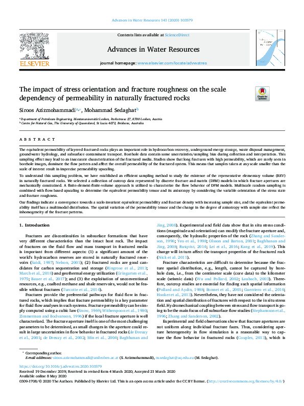 (PDF) The impact of stress orientation and fracture roughness on the ...