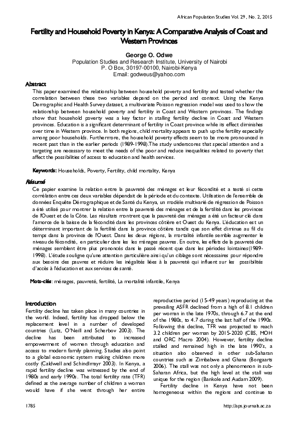 (PDF) Fertility and Household Poverty in Kenya: A Comparative Analysis ...