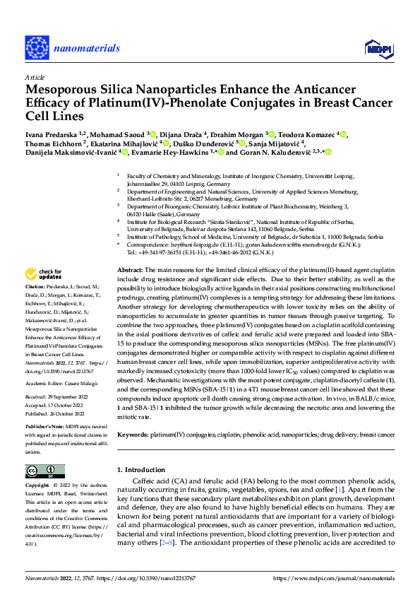 (PDF) Mesoporous Silica Nanoparticles Enhance the Anticancer Efficacy ...