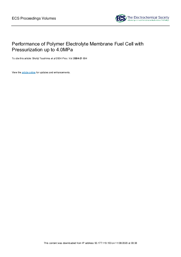 (PDF) Performance of a Polymer Electrolyte Membrane Fuel Cell with ...