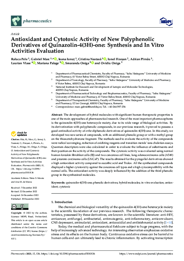 (PDF) Antioxidant and Cytotoxic Activity of New Polyphenolic ...