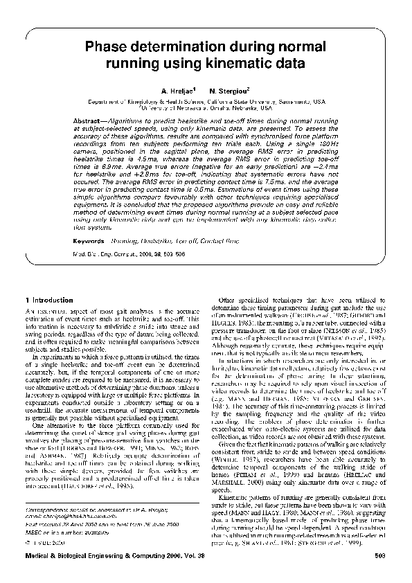 (PDF) Phase determination during normal running using kinematic data