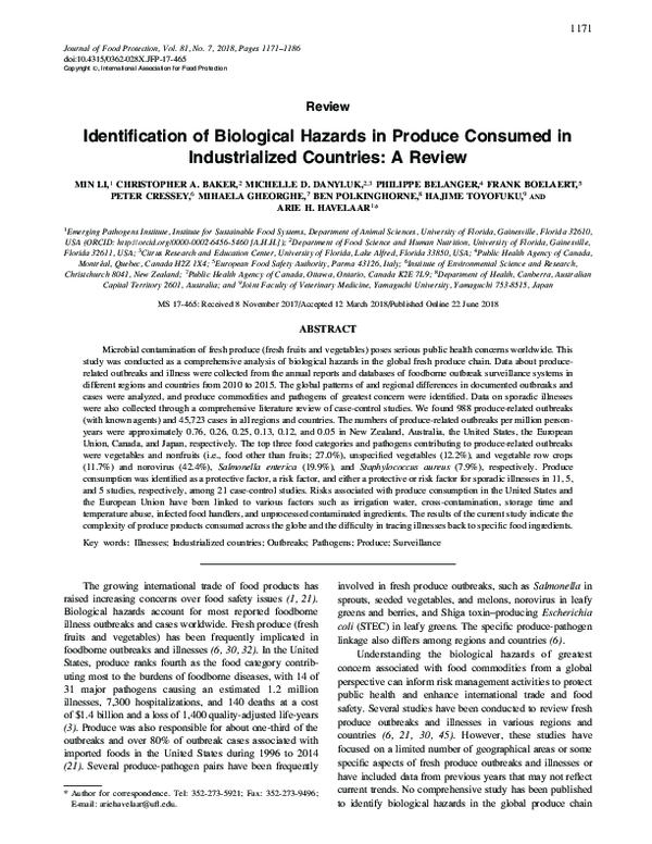 (PDF) Identification of Biological Hazards in Produce Consumed in ...