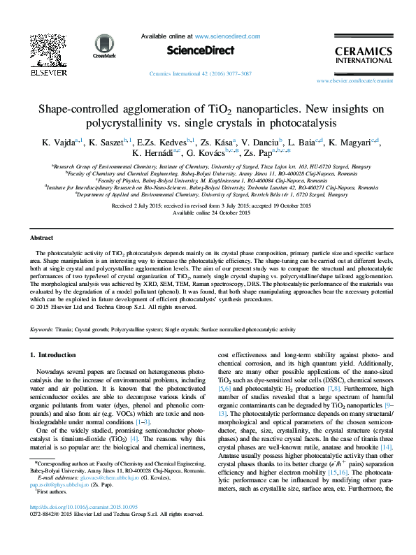 (PDF) Shape-controlled agglomeration of TiO 2 nanoparticles. New ...