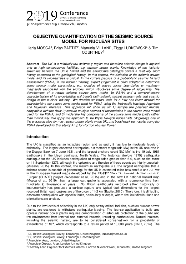 (PDF) Objective Quantification of the Seismic Source Model for Nuclear ...