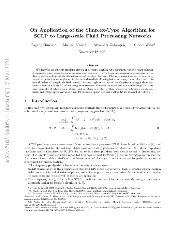 (PDF) On Application of the Simplex-Type Algorithm for SCLP to Large ...