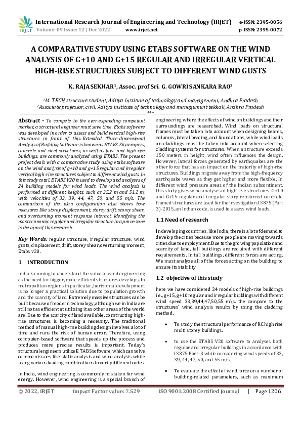 (PDF) A COMPARATIVE STUDY USING ETABS SOFTWARE ON THE WIND ANALYSIS OF ...
