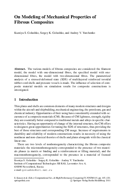 (PDF) On Modeling of Mechanical Properties of Fibrous Composites