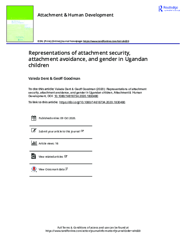 (PDF) Representations of attachment security, attachment avoidance, and ...