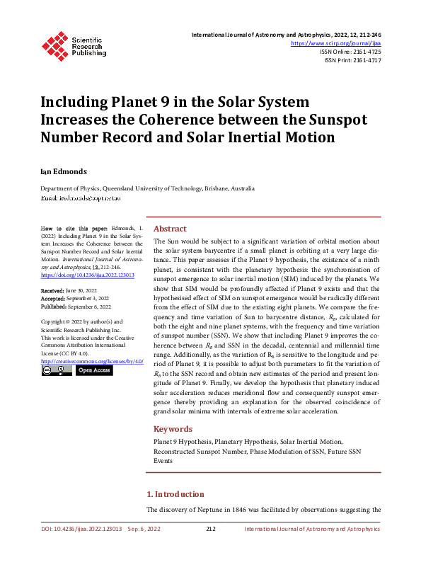 (PDF) Including Planet 9 in the Solar System Increases the Coherence ...