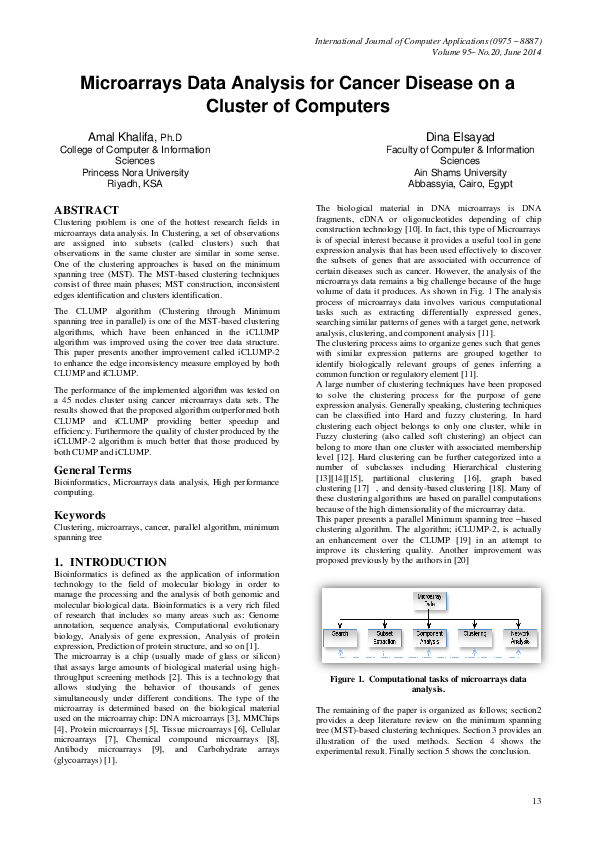 (PDF) Microarrays Data Analysis for Cancer Disease on a Cluster of ...