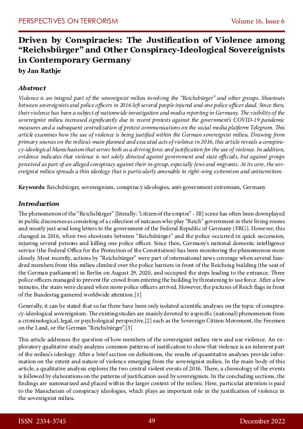 (PDF) Driven by Conspiracies: The Justification of Violence among ...