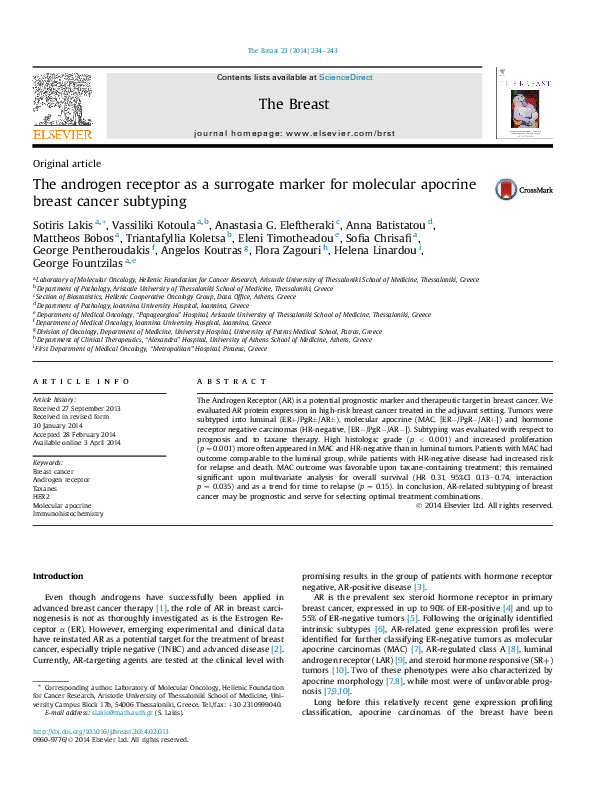 (PDF) The androgen receptor as a surrogate marker for molecular ...