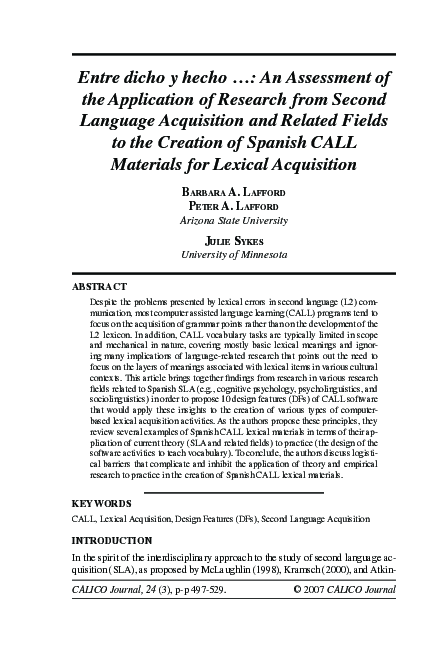 (PDF) Entre dicho y hecho: an assessment of the application of second ...
