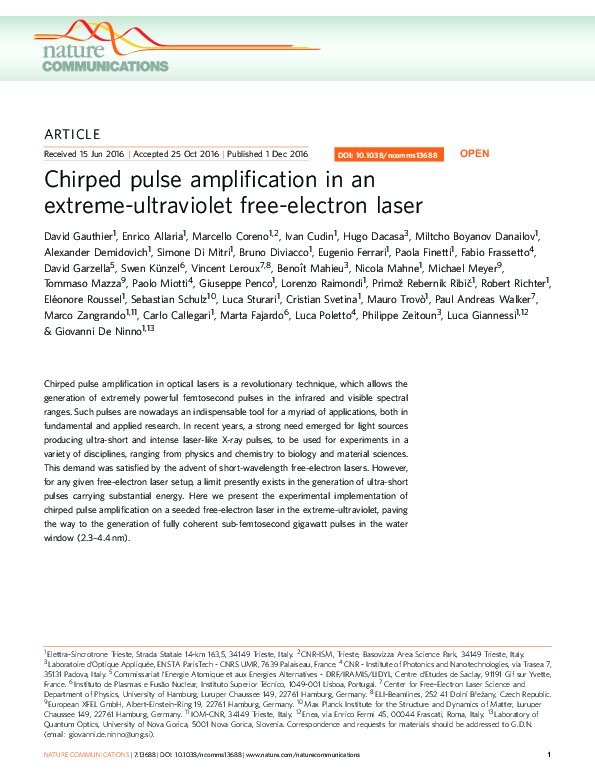 (PDF) Chirped pulse amplification in an extreme-ultraviolet free ...