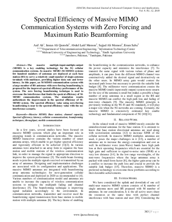 (PDF) Spectral Efficiency of Massive MIMO Communication Systems with ...