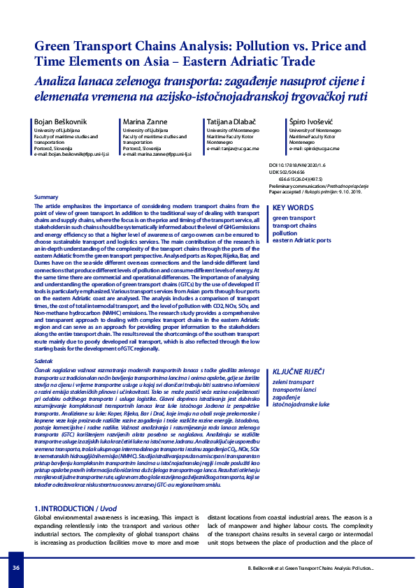 (PDF) Green Transport Chains Analysis: Pollution vs. Price and Time ...