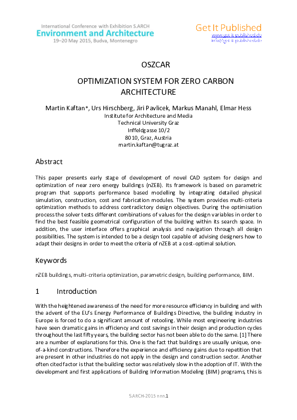 (PDF) Oszcar Optimization System for Zero Carbon Architecture