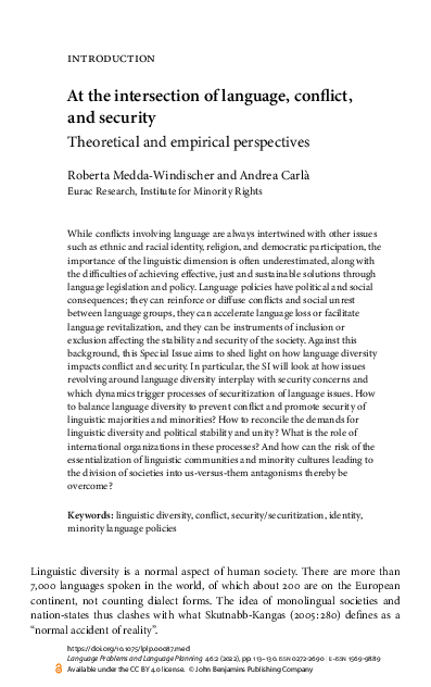 (PDF) At the intersection of language, conflict, and security