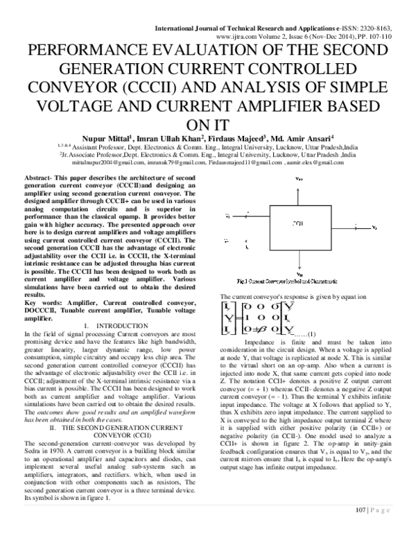 (PDF) Performance Evaluation of the Second Generation Current ...