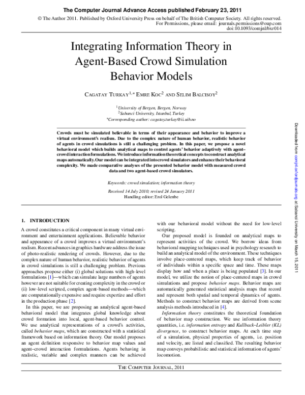 (PDF) Integrating Information Theory in Agent-Based Crowd Simulation ...