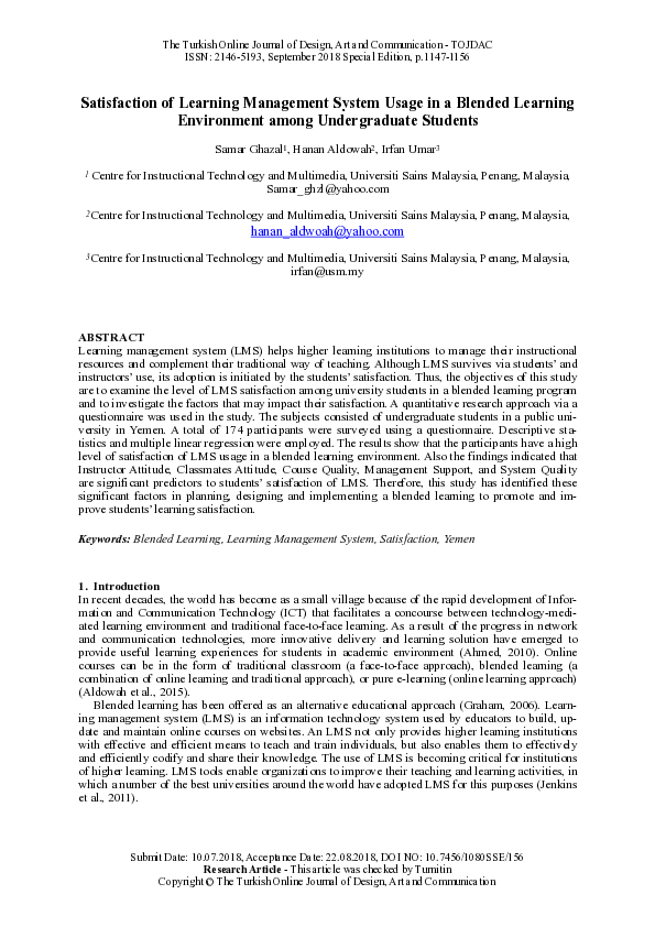 (PDF) Satisfaction of Learning Management System Usage in a Blended ...