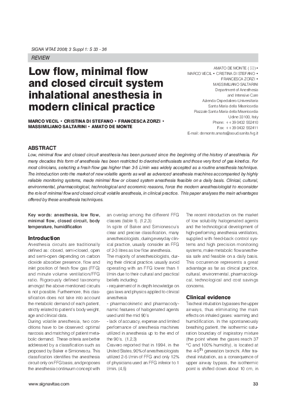 (PDF) Low flow, minimal flow and closed circuit system inhalational