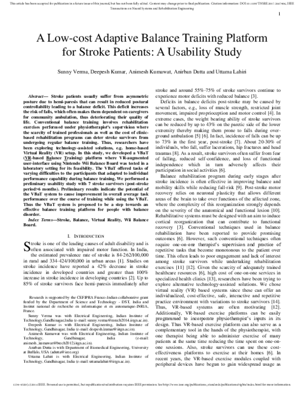 (PDF) A Low-cost Adaptive Balance Training Platform for Stroke Patients ...