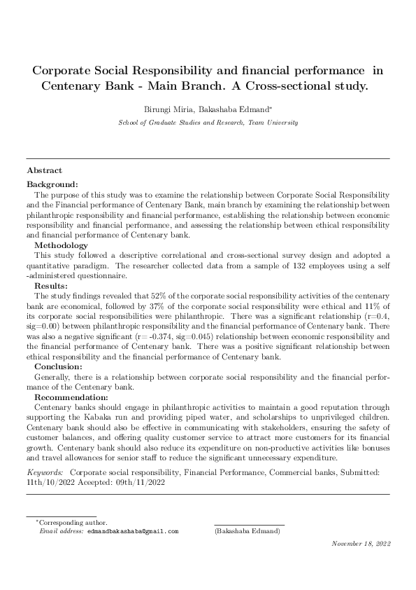 (PDF) Corporate Social Responsibility and Financial performance in ...