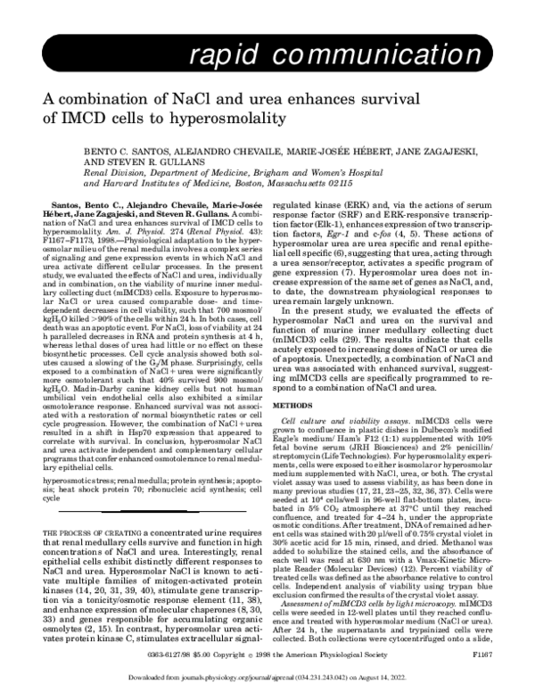 (PDF) A combination of NaCl and urea enhances survival of IMCD cells to ...