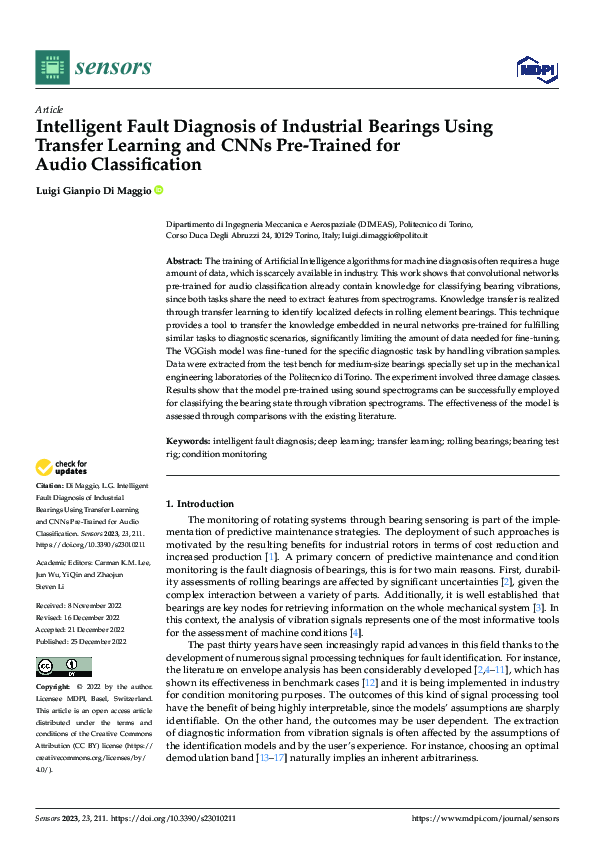 (PDF) Intelligent Fault Diagnosis of Industrial Bearings Using Transfer ...