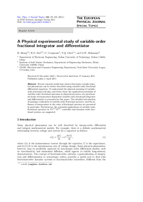 (PDF) A Physical experimental study of variable-order fractional ...