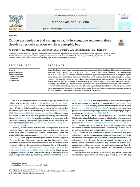 (PDF) Carbon accumulation and storage capacity in mangrove sediments ...