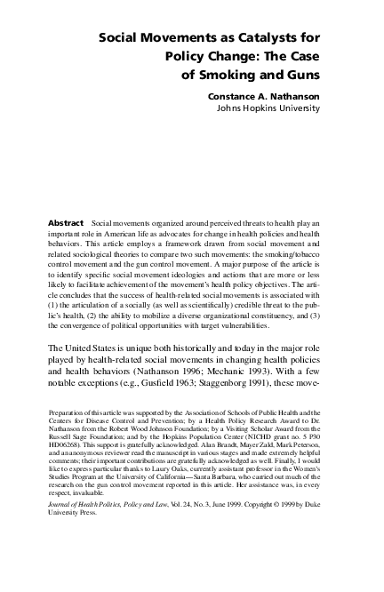 (PDF) Social Movements as Catalysts for Policy Change: The Case of ...
