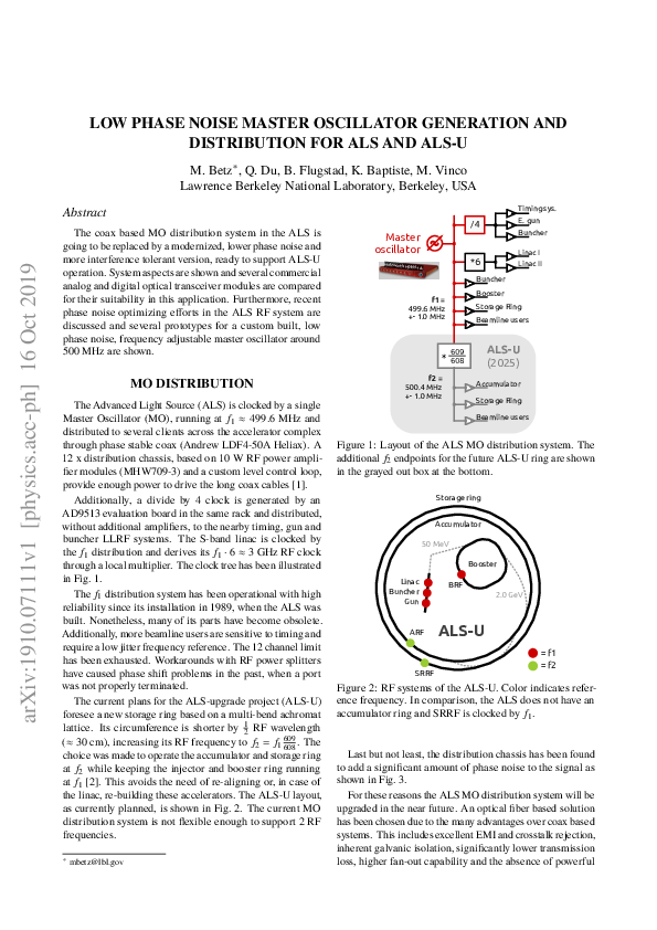 (PDF) Low phase noise master oscillator generation and distribution for ...