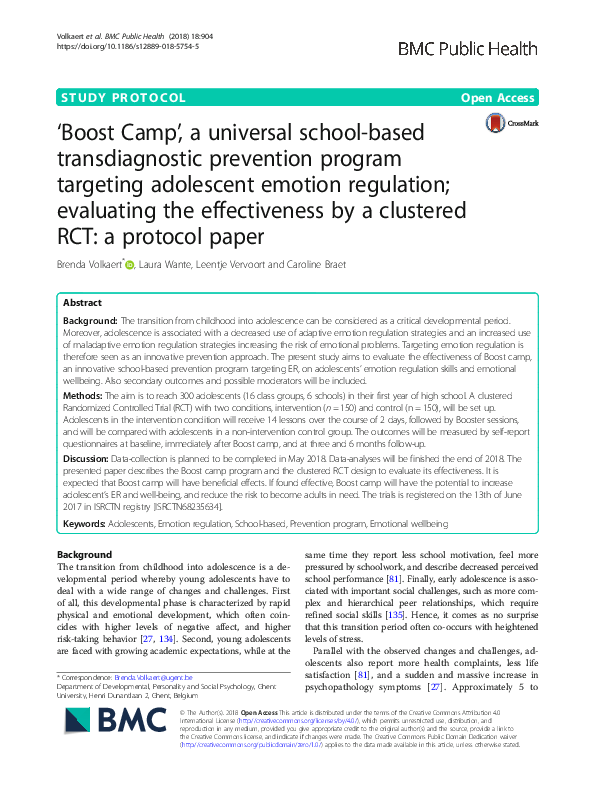 (PDF) ‘Boost Camp’, a universal school-based transdiagnostic prevention ...