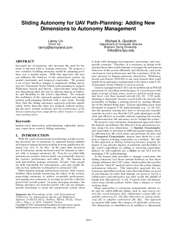 (PDF) Sliding Autonomy for UAV Path-Planning: Adding New Dimensions to ...