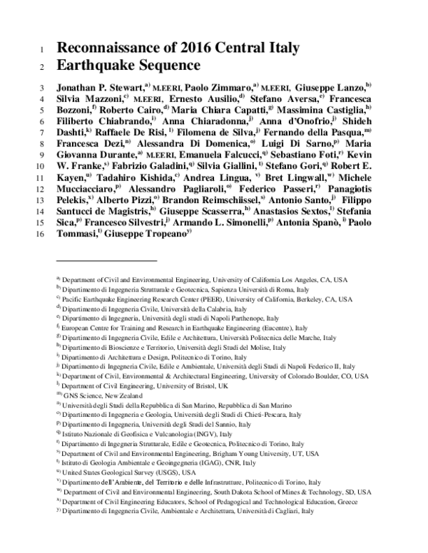 (PDF) Reconnaissance of 2016 Central Italy Earthquake Sequence