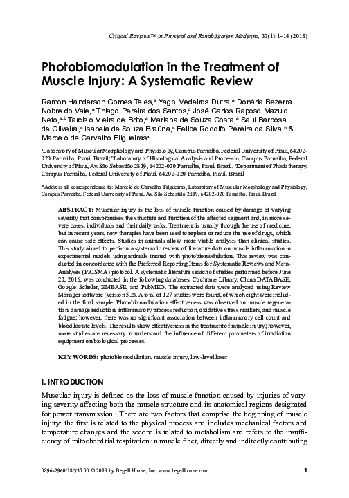 (PDF) Photobiomodulation in the Treatment of Muscle Injury: A ...