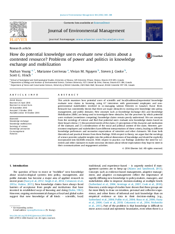 (PDF) How do potential knowledge users evaluate new claims about a ...