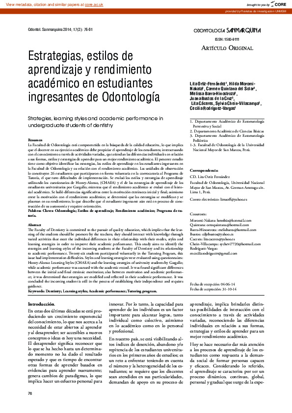 (PDF) Strategies, learning styles and academic performance in ...