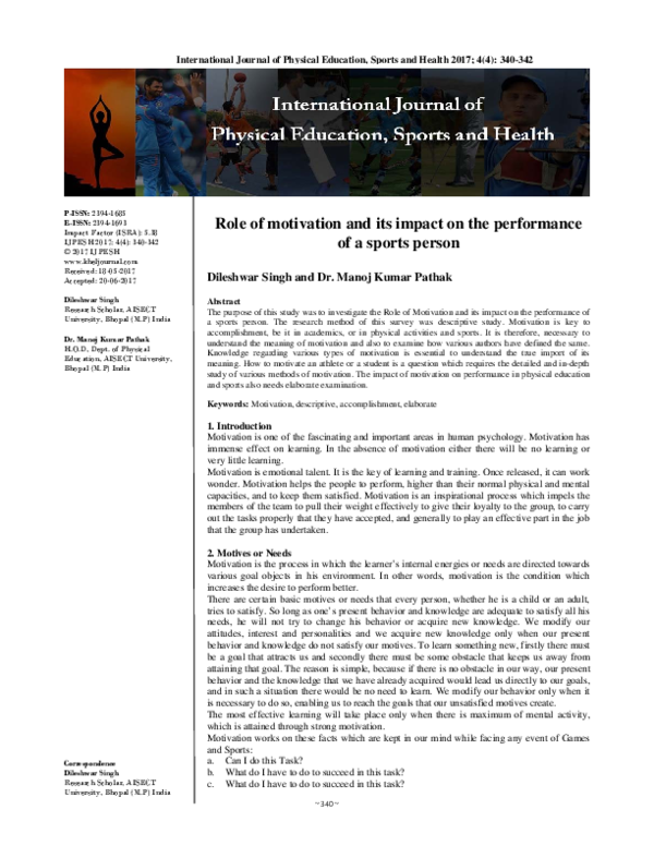 (PDF) Role of motivation and its impact on the performance of a sports ...