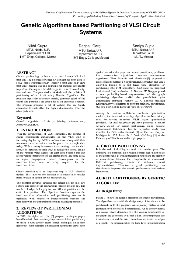 (PDF) Genetic Algorithms based Partitioning of VLSI Circuit Systems