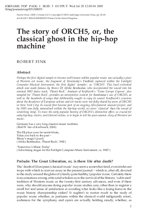 First page of “The Story of ORCH5”