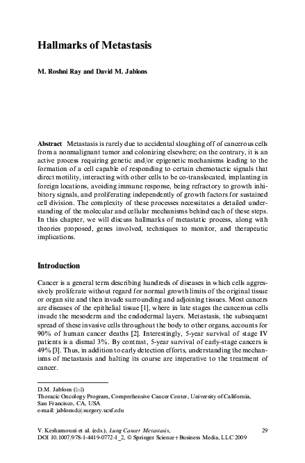 (PDF) Hallmarks of Metastasis