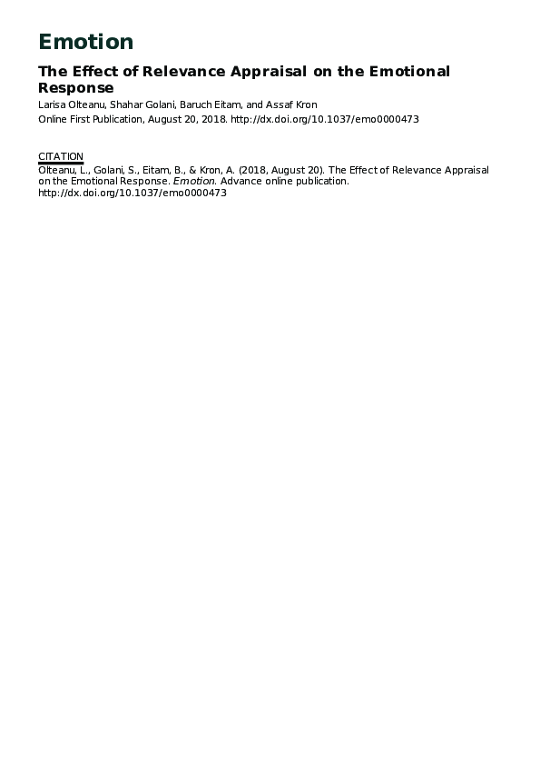 (PDF) The effect of relevance appraisal on the emotional response