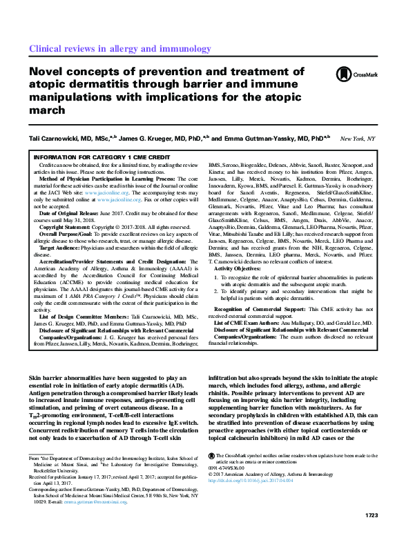(PDF) Novel concepts of prevention and treatment of atopic dermatitis ...