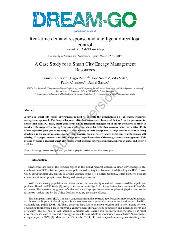 (PDF) A Case Study for a Smart City Energy Management Resources