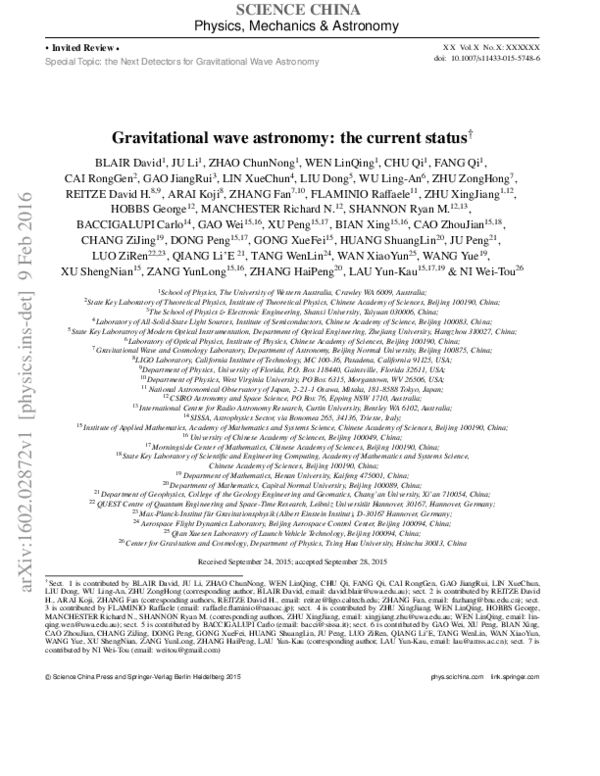 (PDF) Gravitational wave astronomy: the current status