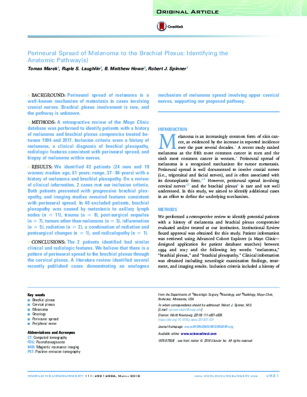 (PDF) Perineural Spread of Melanoma to the Brachial Plexus: Identifying ...